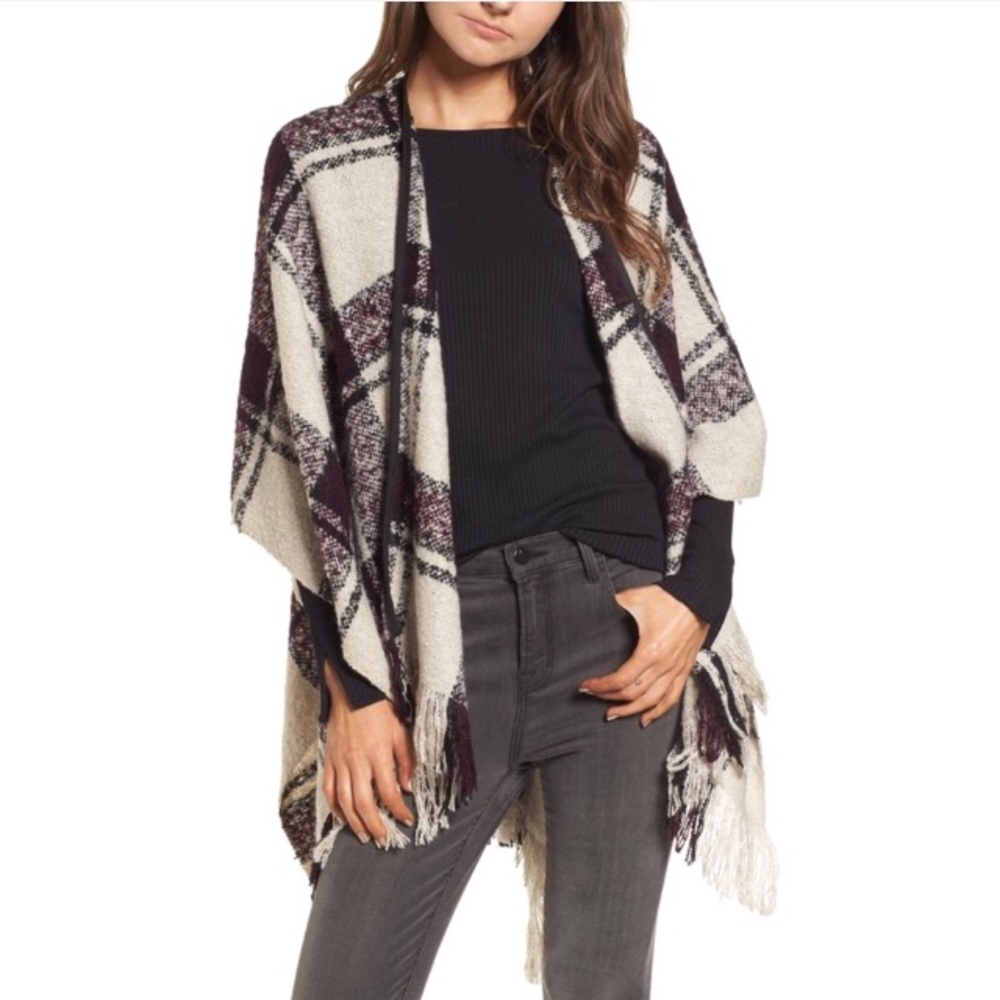 Brand new BP. Plaid Boucle Ruana 
One size